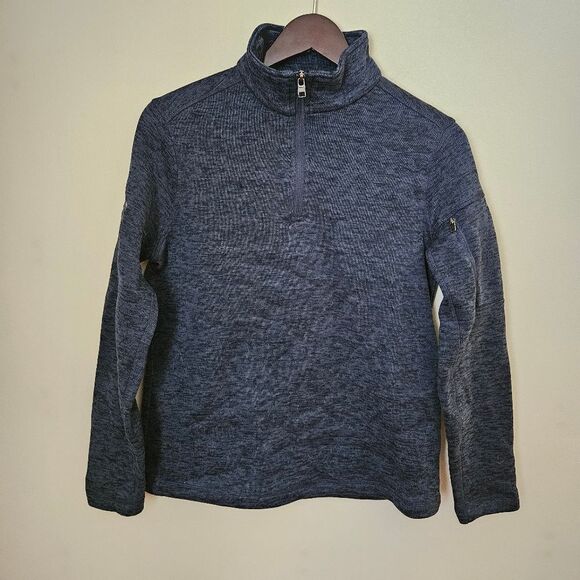 Land's End Jacket Quarter Zip Pullover Sweatshirt Navy Blue Embroidered Casual - Picture 10 of 10